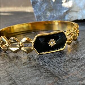 NEW Midnight Mood Gold & Rhinestone Bangle Bracelet